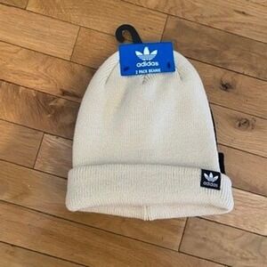 Adidas Womens 2 Pack Trefoil Beanie Wonder Cream Black OSFA